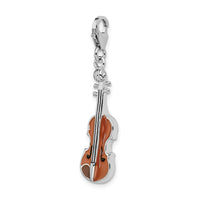 Amore LaVita Sterling Silver Enameled 3-D Viola with Lobster Clasp Charm