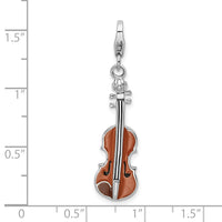 Amore LaVita Sterling Silver Enameled 3-D Viola with Lobster Clasp Charm