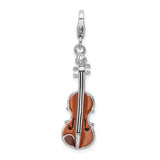 Amore LaVita Sterling Silver Enameled 3-D Viola with Lobster Clasp Charm
