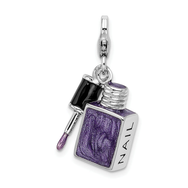 Amore La Vita Sterling Silver Rhod-pl Enameled 3-D Nail Enameled Charm