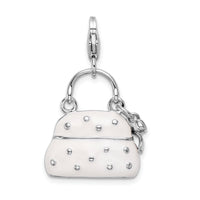 Couture Jewelers Sterling Silver Amore La Vita Rhodium-plated Enameled 3-D Purse Charm