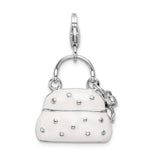 Couture Jewelers Sterling Silver Amore La Vita Rhodium-plated Enameled 3-D Purse Charm