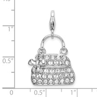 Couture Jewelers Sterling Silver Amore La Vita Rhodium-plated Enameled 3-D Purse Charm