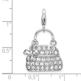 Couture Jewelers Sterling Silver Amore La Vita Rhodium-plated Enameled 3-D Purse Charm