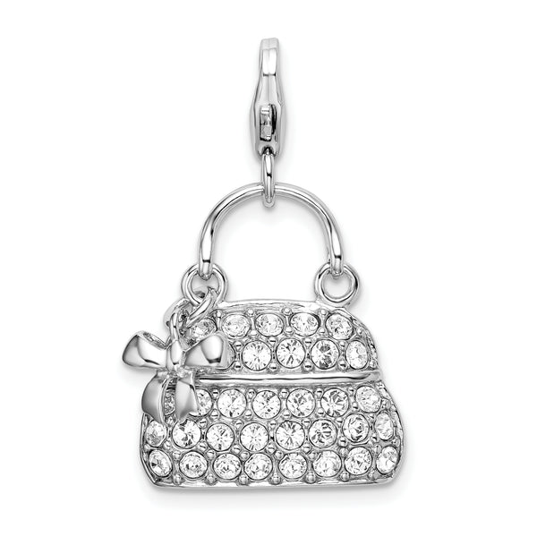 Couture Jewelers Sterling Silver Amore La Vita Rhodium-plated Enameled 3-D Purse Charm