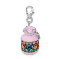 Amore LaVita Sterling Silver Enameled 3-D Candy Jar with Lobster Clasp Charm
