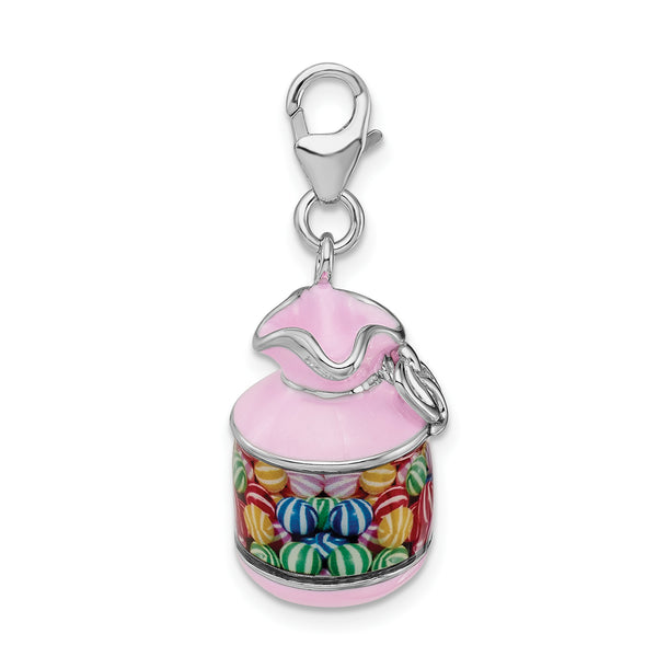 Amore LaVita Sterling Silver Enameled 3-D Candy Jar with Lobster Clasp Charm