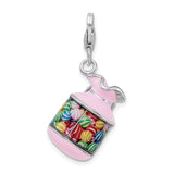 Amore LaVita Sterling Silver Enameled 3-D Candy Jar with Lobster Clasp Charm