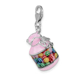 Amore LaVita Sterling Silver Enameled 3-D Candy Jar with Lobster Clasp Charm
