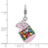 Amore LaVita Sterling Silver Enameled 3-D Candy Jar with Lobster Clasp Charm