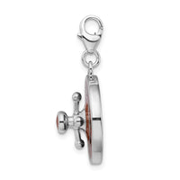 Amore LaVita Sterling Silver Enameled 3-D Roulette Wheel with Lobster Clasp Charm