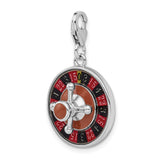 Amore LaVita Sterling Silver Enameled 3-D Roulette Wheel with Lobster Clasp Charm