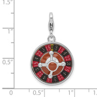 Amore LaVita Sterling Silver Enameled 3-D Roulette Wheel with Lobster Clasp Charm