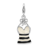 Amore LaVita Sterling Silver Enameled 3-D Tank Top with Lobster Clasp Charm