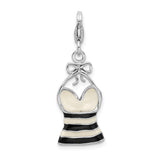 Amore LaVita Sterling Silver Enameled 3-D Tank Top with Lobster Clasp Charm