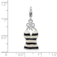 Amore LaVita Sterling Silver Enameled 3-D Tank Top with Lobster Clasp Charm