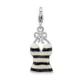 Amore LaVita Sterling Silver Enameled 3-D Tank Top with Lobster Clasp Charm