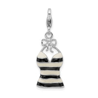 Amore LaVita Sterling Silver Enameled 3-D Tank Top with Lobster Clasp Charm