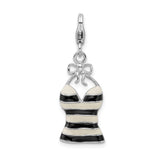 Amore LaVita Sterling Silver Enameled 3-D Tank Top with Lobster Clasp Charm