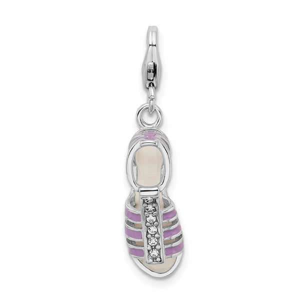 Amore La Vita Sterling Silver Rhodium-plated Enameled 3-D Sandal Charm