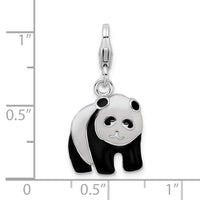 Couture Jewelers Amore LaVita Sterling Silver Enameled Panda Bear with Lobster Clasp Charm