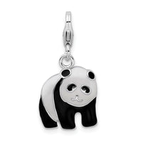 Couture Jewelers Amore LaVita Sterling Silver Enameled Panda Bear with Lobster Clasp Charm