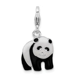 Couture Jewelers Amore LaVita Sterling Silver Enameled Panda Bear with Lobster Clasp Charm