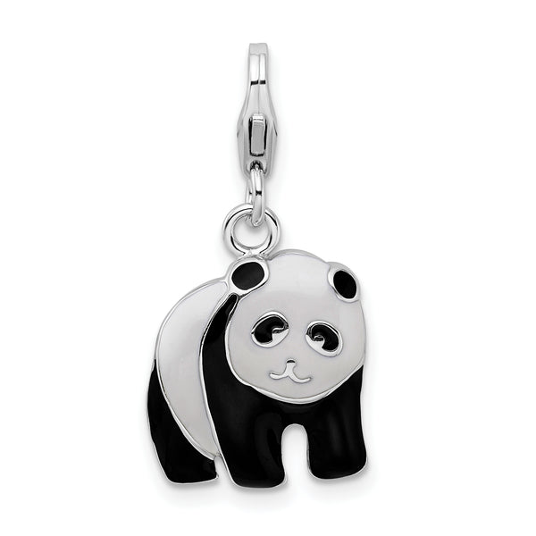 Couture Jewelers Amore LaVita Sterling Silver Enameled Panda Bear with Lobster Clasp Charm