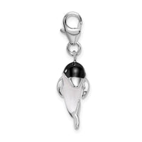 Amore LaVita Sterling Silver Enameled 3-D Dolphin with Lobster Clasp Charm