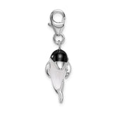 Amore LaVita Sterling Silver Enameled 3-D Dolphin with Lobster Clasp Charm