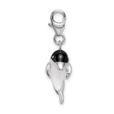 Amore LaVita Sterling Silver Enameled 3-D Dolphin with Lobster Clasp Charm