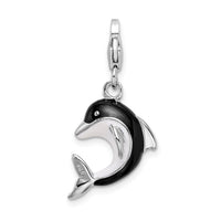 Amore LaVita Sterling Silver Enameled 3-D Dolphin with Lobster Clasp Charm