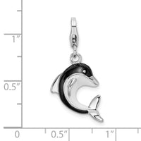 Amore LaVita Sterling Silver Enameled 3-D Dolphin with Lobster Clasp Charm