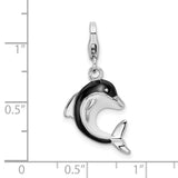 Amore LaVita Sterling Silver Enameled 3-D Dolphin with Lobster Clasp Charm