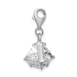 925 Sterling Silver Rhodium plated 3-D CZ with Lobster Clasp Charm