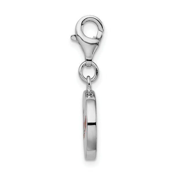 Goldia Sterling Silver Rhodium Plated Enameled Love W/Lobster Claw Clasp Charm