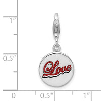 Goldia Sterling Silver Rhodium Plated Enameled Love W/Lobster Claw Clasp Charm