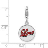 Goldia Sterling Silver Rhodium Plated Enameled Love W/Lobster Claw Clasp Charm