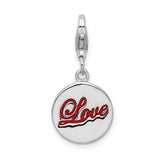 Goldia Sterling Silver Rhodium Plated Enameled Love W/Lobster Claw Clasp Charm