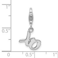 Goldia Sterling Silver Rhodium Plated Xo W/Lobster Claw Clasp Charm