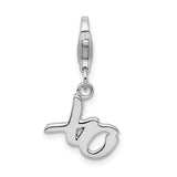 Goldia Sterling Silver Rhodium Plated Xo W/Lobster Claw Clasp Charm