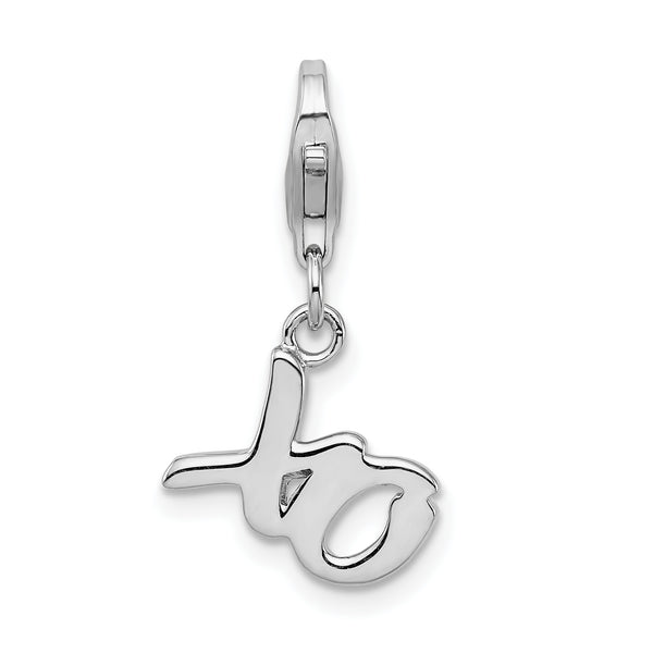 Goldia Sterling Silver Rhodium Plated Xo W/Lobster Claw Clasp Charm