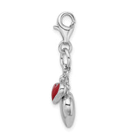 Goldia Sterling Silver Rhodium Plated Enameled Double Heart W/Lobster Claw Clasp Charm