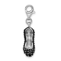 Sterling Silver Rhodium Plated 3-D Enameled High Heel w/Lobster Clasp Charm
