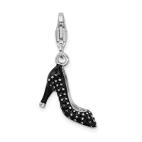 Sterling Silver Rhodium Plated 3-D Enameled High Heel w/Lobster Clasp Charm