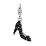 Sterling Silver Rhodium Plated 3-D Enameled High Heel w/Lobster Clasp Charm