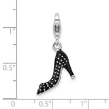 Sterling Silver Rhodium Plated 3-D Enameled High Heel w/Lobster Clasp Charm