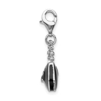 925 Sterling Silver Rhodium-plated 3-D Enameled Purse with Lobster Clasp Charm