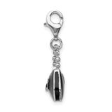 925 Sterling Silver Rhodium-plated 3-D Enameled Purse with Lobster Clasp Charm