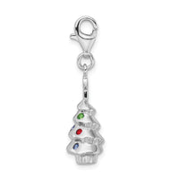 Goldia Sterling Silver Rhodium Plated Multi Glass Stone Tree W/Lobster Claw Clasp Charm